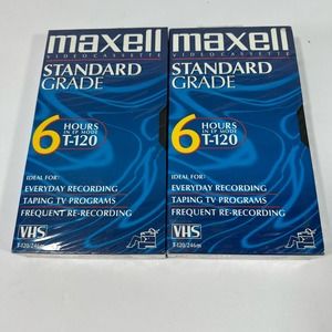 2 Maxell T-120  Standard Grade Video Tapes - 6 Hrs